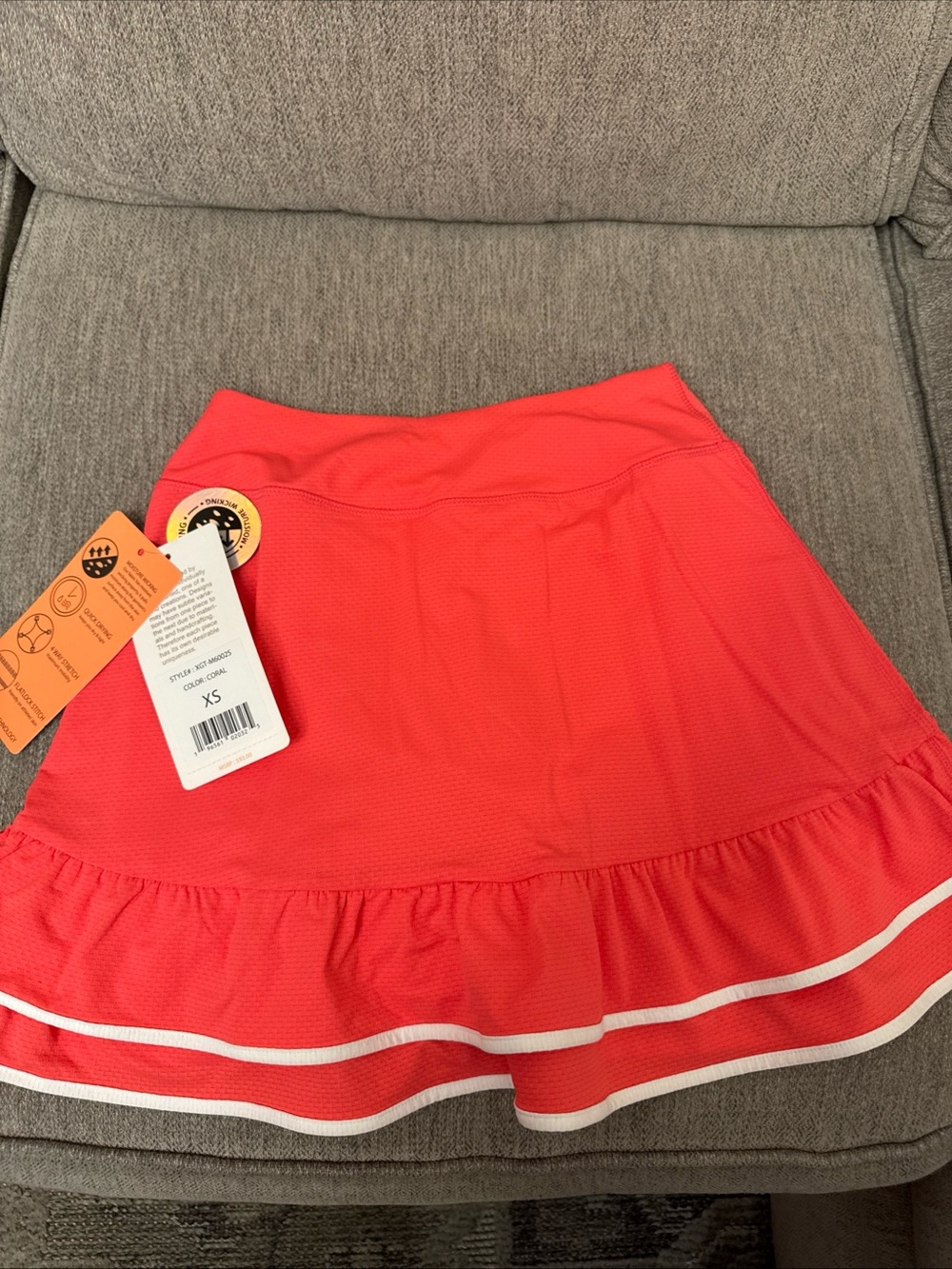 Gottex Coral Ruffle Skater Skirt with White Trim
